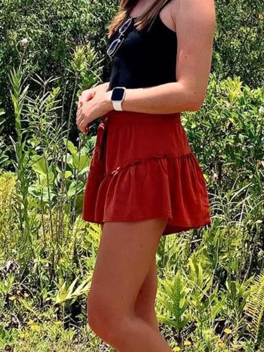 Women's Rust Ruffle Shorts - Picture 2 of 2